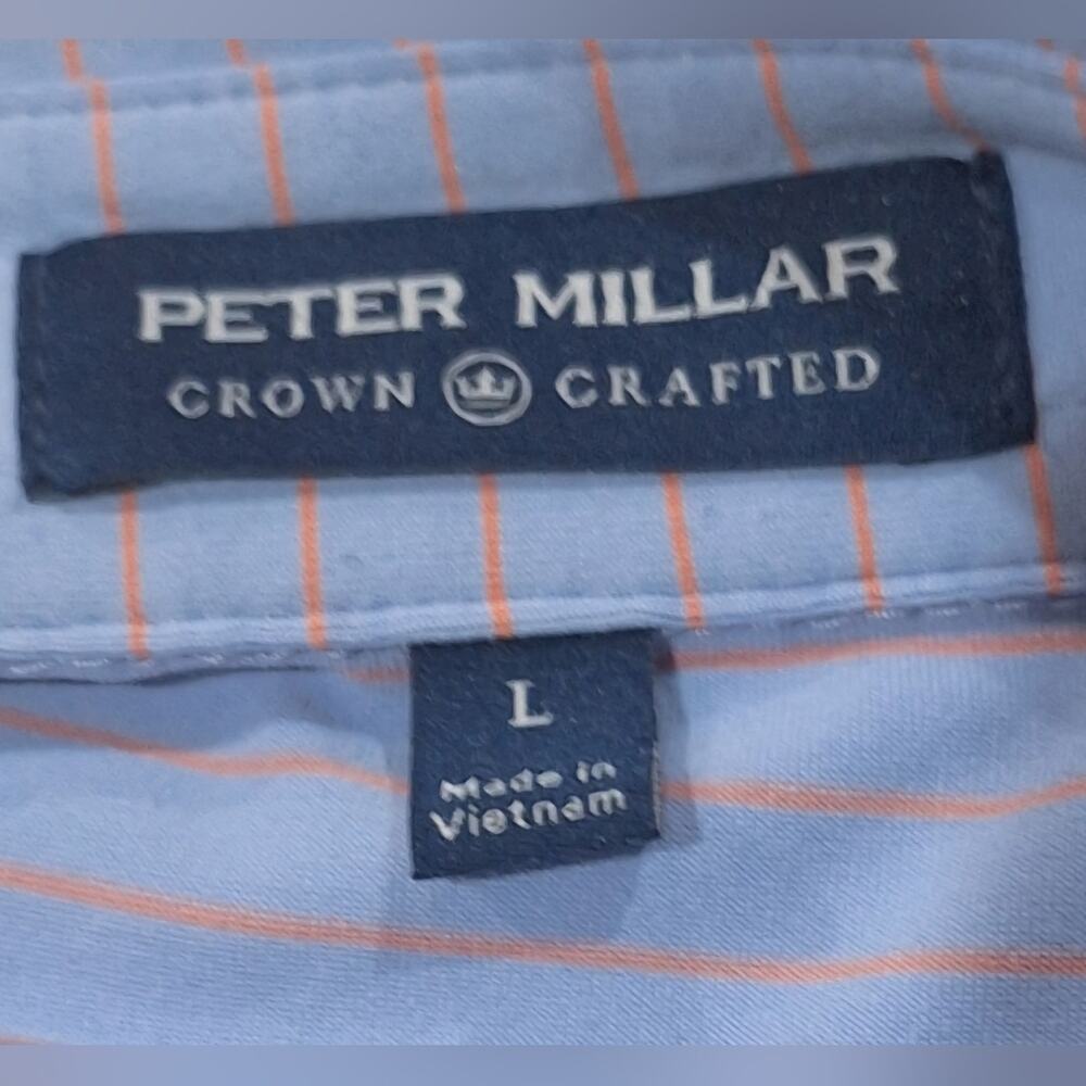 #1473 Peter Miller blue & pink silky polo golf shirt sz. L - Picture 6 of 9